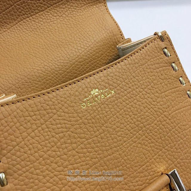 DELVAUX女包 Delvaux brilliantMM不銹鋼蛇鏈外縫 原版皮 德爾沃女手提包 DF0020蛇鏈焦糖 小號 Delvaux女單肩斜挎包  fcs1107
